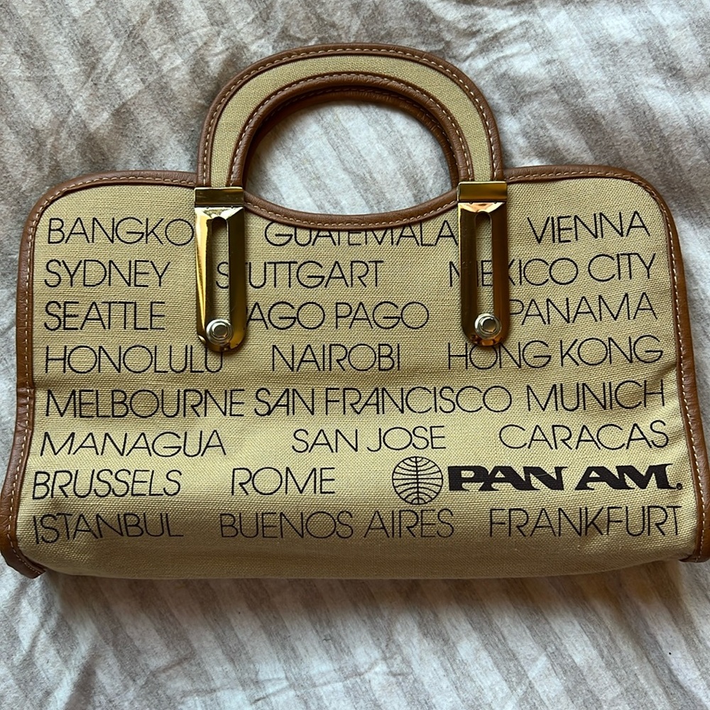 Pan Am tan canvas bag